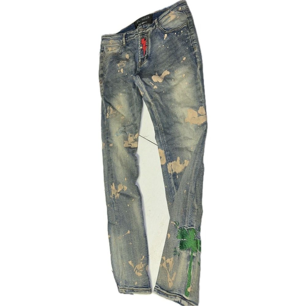 En Noir Men's‎ Paint Splatter Embroidered Distressed Skinny Jeans Men's 30x30